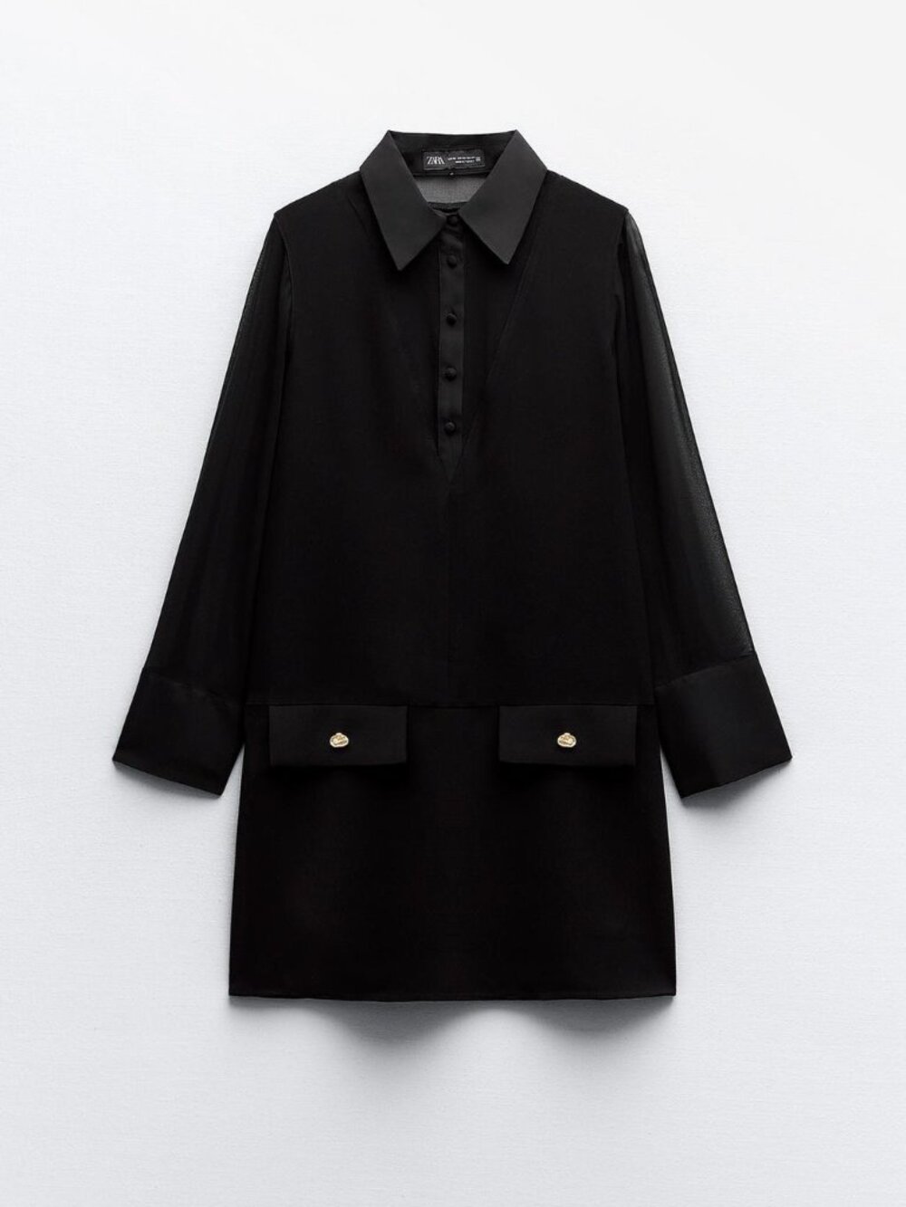 ZARA MIXED SEMI-SHEER MINI DRESS (SMALL)